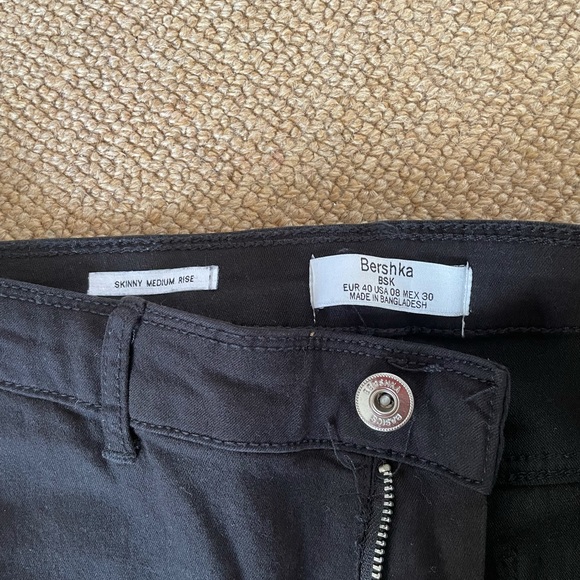 Bershka Black jeans red stripe size 8 - Picture 2 of 2